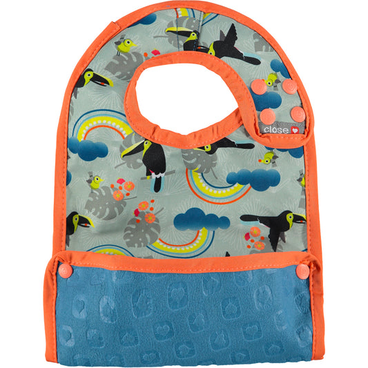 Sage Orange Pop-in Stage 2 Bib Rainbow Toucan Recycled Plastic