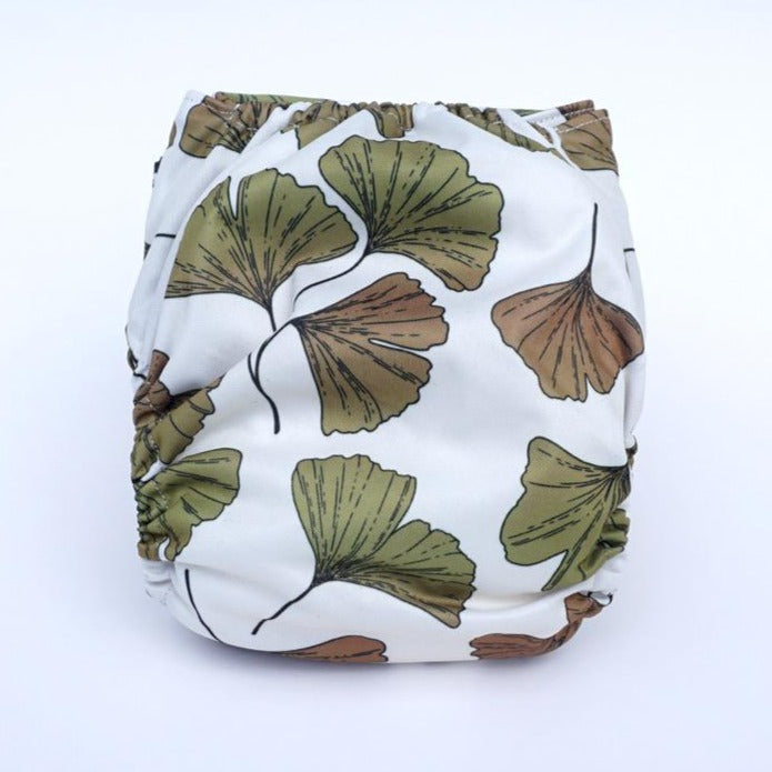 White Gold Brown One Size Ginkgo Tree Leaves Leaf Reusable Cloth Nappy