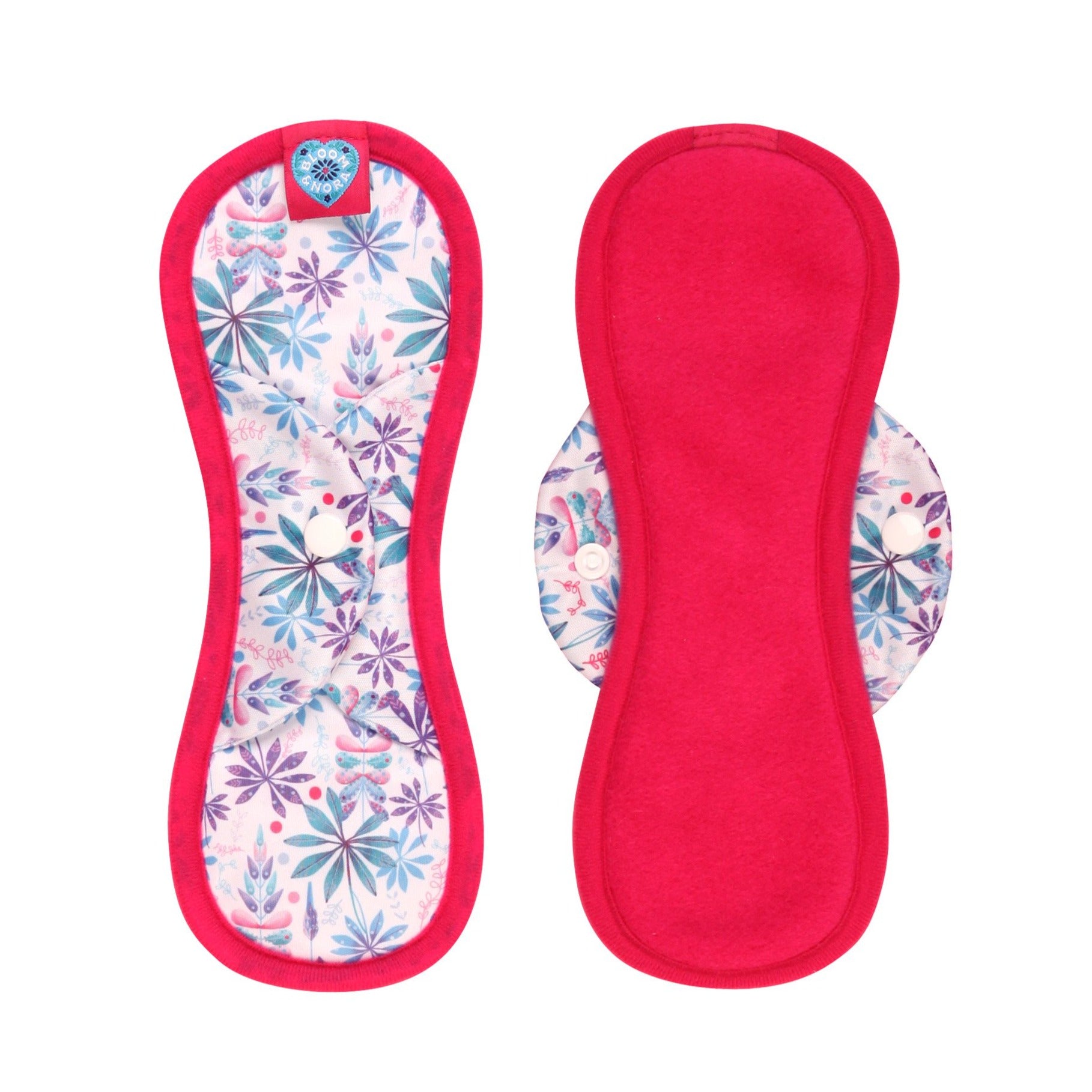 Dark Pink Loopy Bloom & Nora Midi Reusable Cloth Sanitary Pad Zero Waste Period