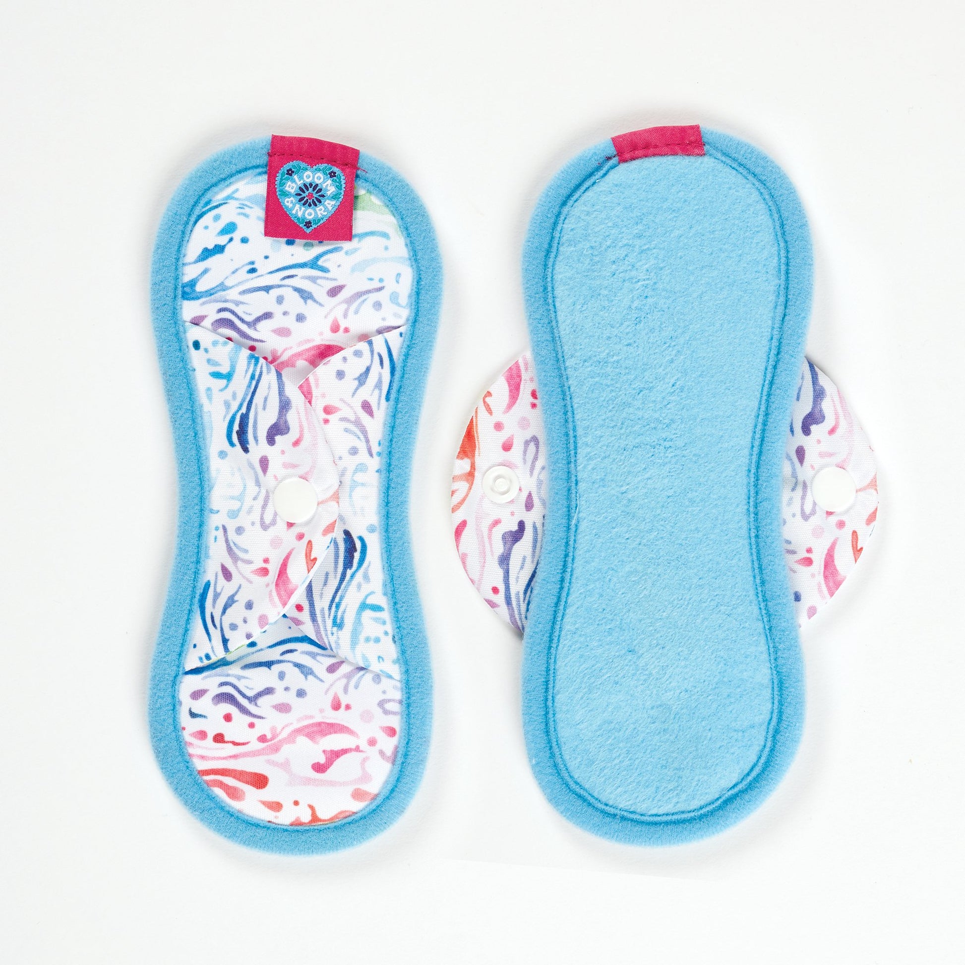 Light Blue Seascape Bloom & Nora Mini Reusable Cloth Sanitary Pad Zero Waste Period