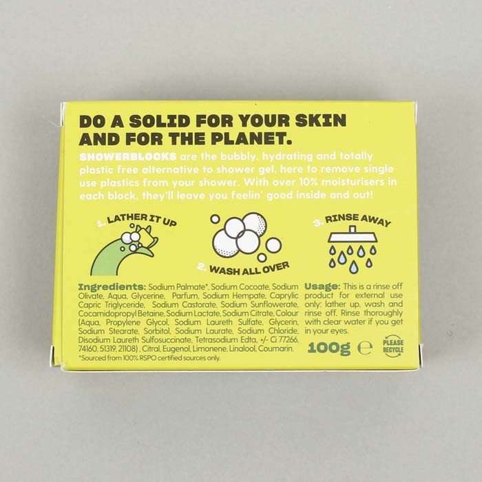 Plastic Free Zero Waste Vegan Soap Shower Block Lime Sandalwood