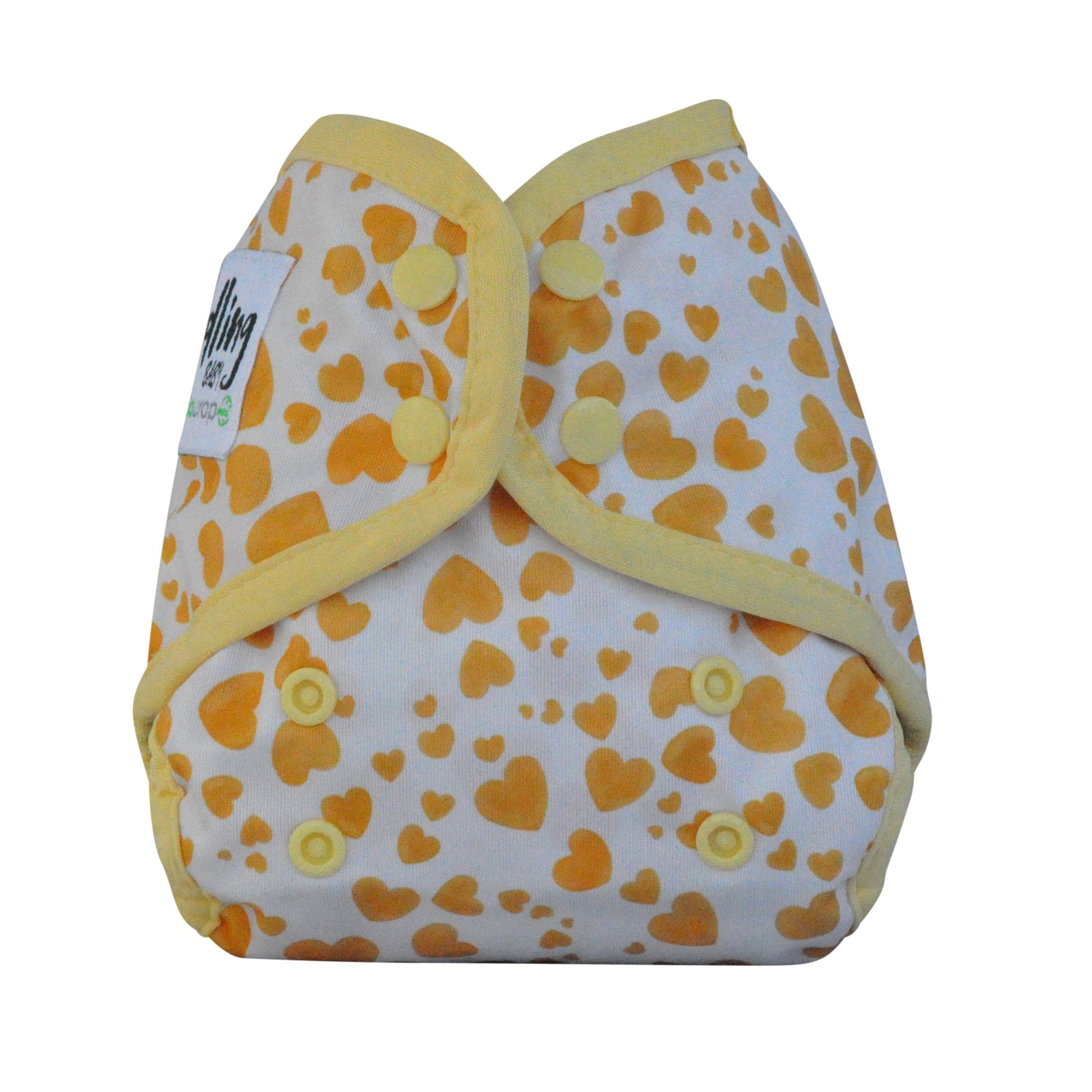 Seedling Baby Reusable Cloth Mini Comodo Nappy Wrap Yellow Hearts