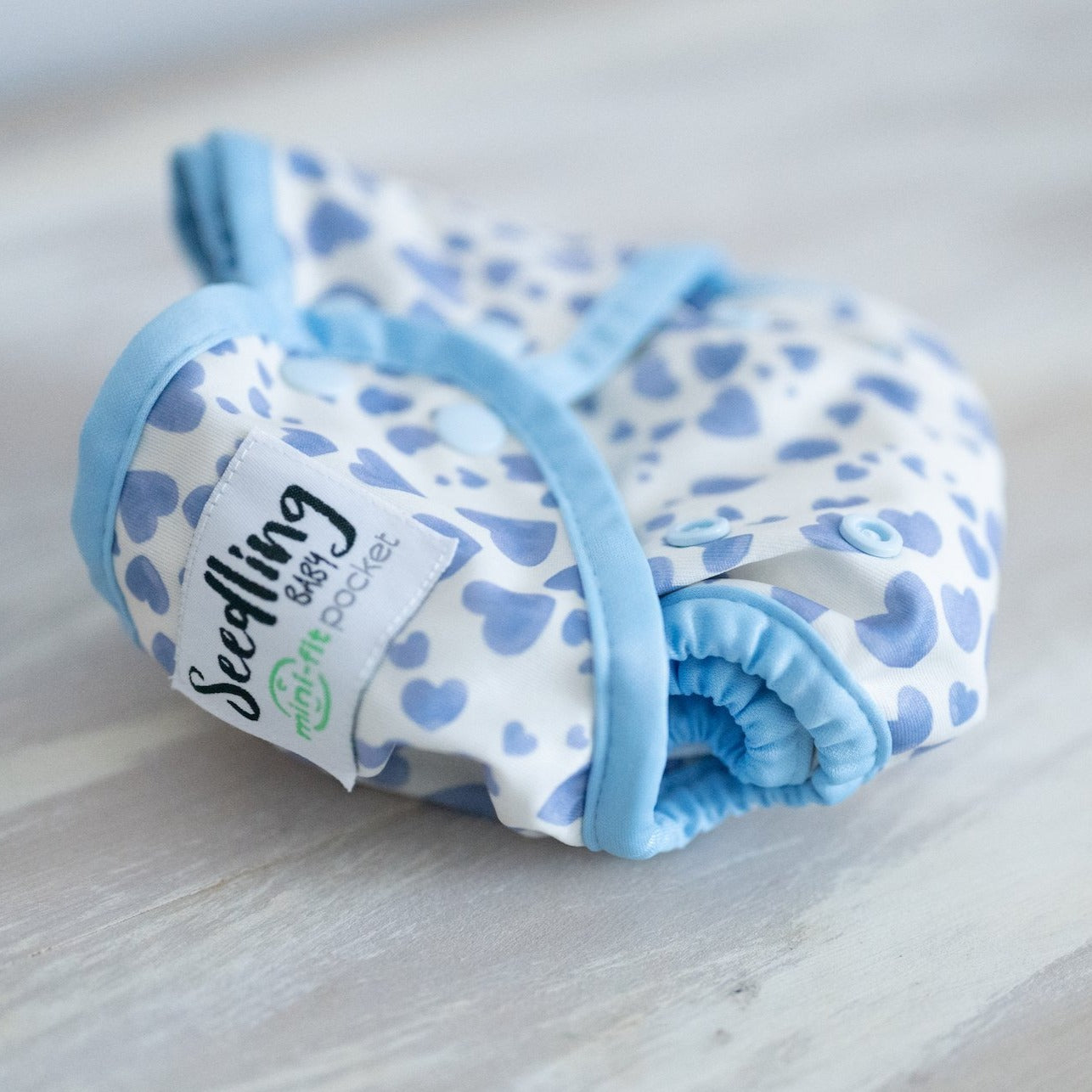 Seedling Baby Reusable Newborn MulitFit Blue Hearts Pocket Nappy