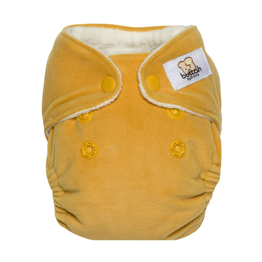 Buttah Grovia Yarrow Yellow Newborn All-In-One Reusable Cloth Nappy